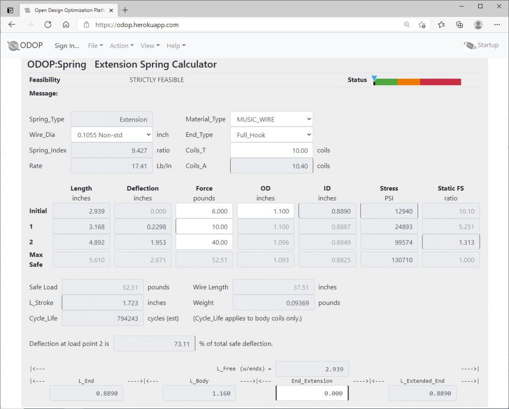 Extension Spring Design Software and Calculator ODOPSpring