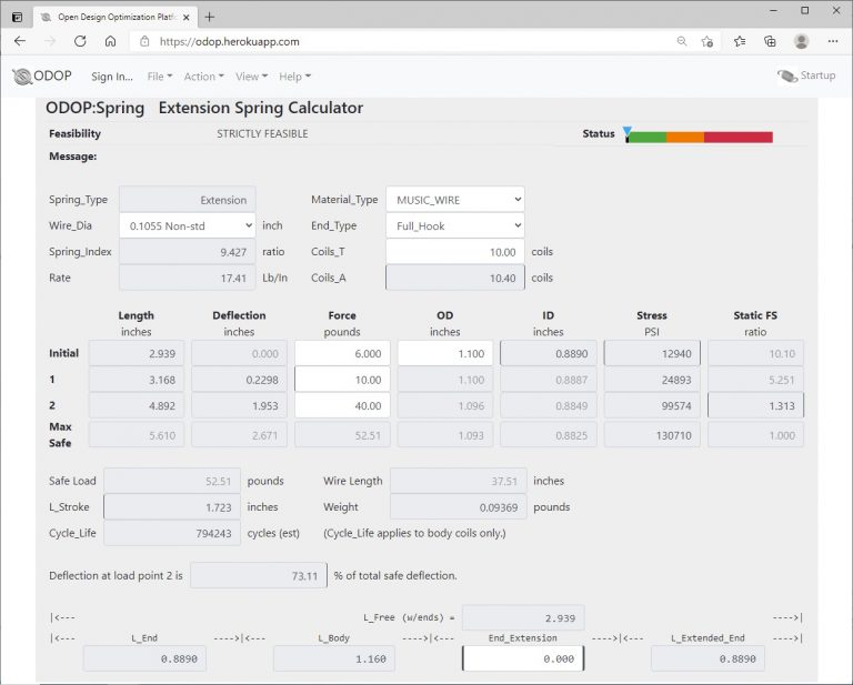 Extension Spring Design Software and Calculator ODOPSpring