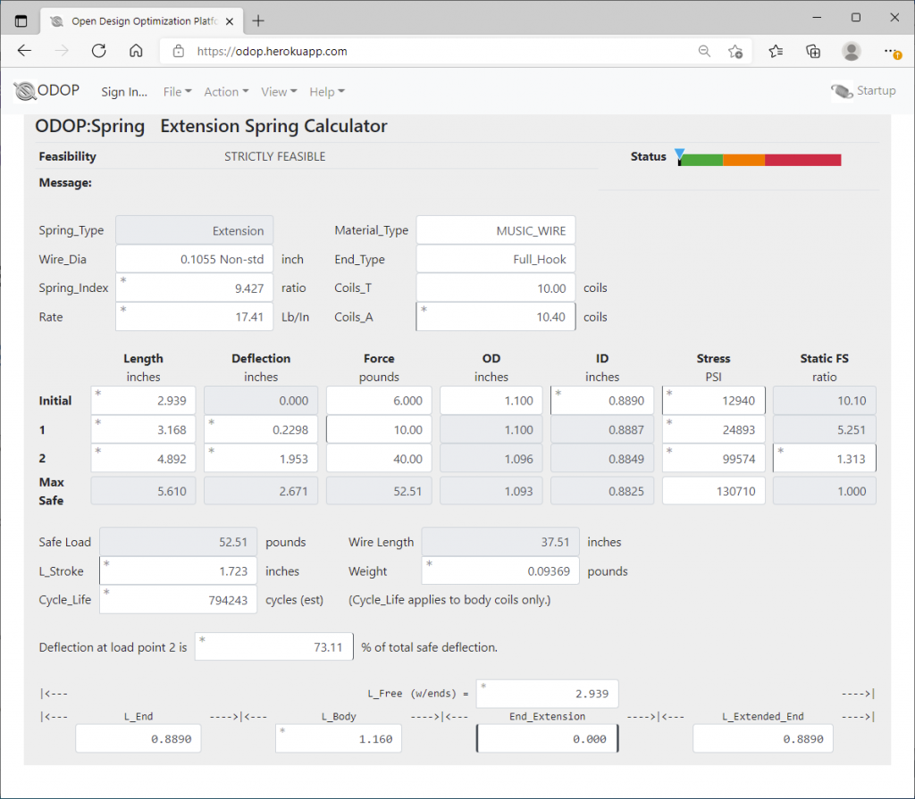 Extension Spring Design Software and Calculator ODOPSpring